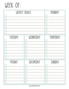Goal Setting Worksheet and Weekly Planner Template