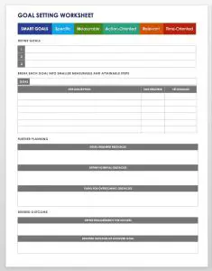 Goal Setting Worksheets for Adults