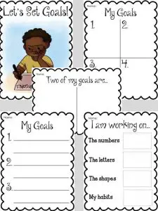 Kindergarten Goal Setting Worksheets