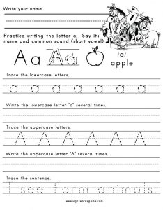 Learning Letter A Worksheets for Pre K