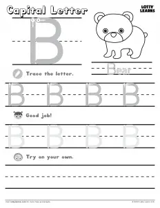 Letter b Tracing Worksheets