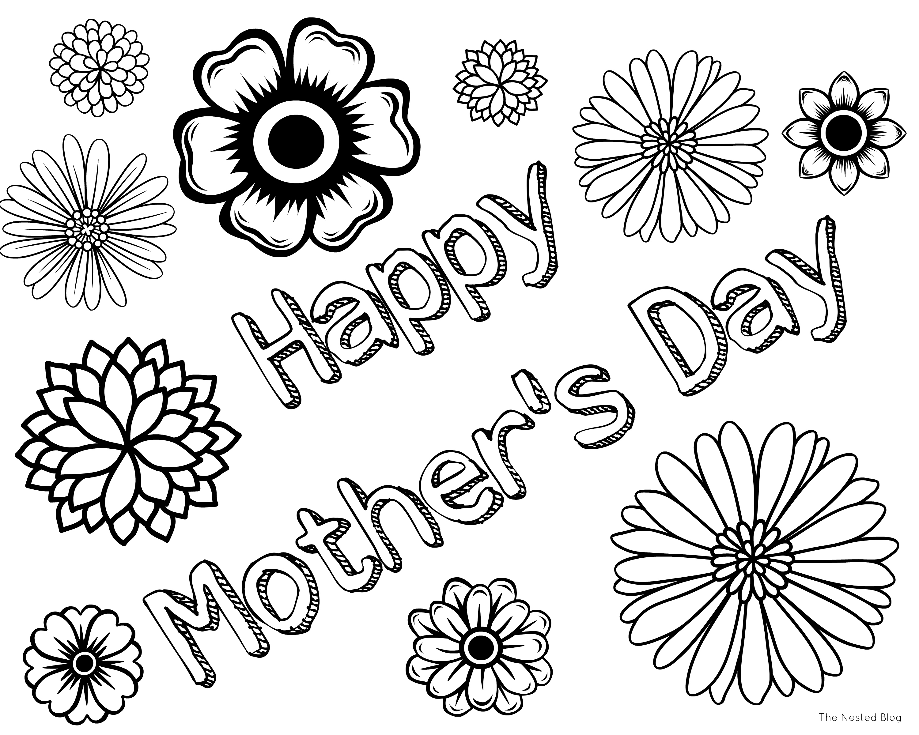 Cute Happy Mothers Day Coloring Pages To Print with simple drawing