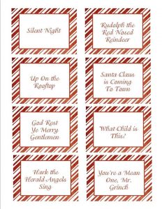 Printable Christmas Carol Pictionary Cards