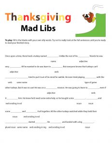 Thanksgiving Mad Libs