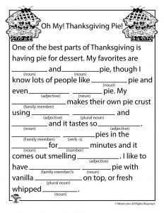 Thanksgiving Mad Libs Worksheets