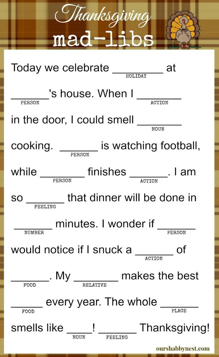 12 Funny Thanksgiving Mad Libs for All