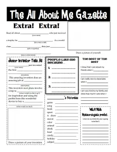 The All About Me Gazette Worksheet
