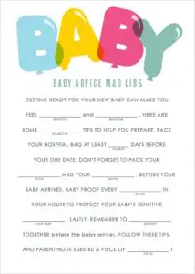 Twin Baby Shower Mad Libs