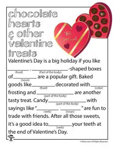Valentines Mad Libs Printable