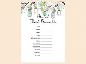 Words for Bridal Shower Word Scramble