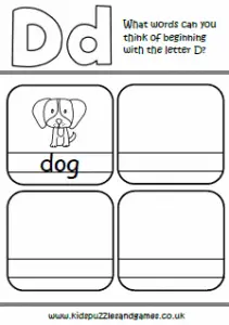 Beginning Letter D Dog Worksheets﻿