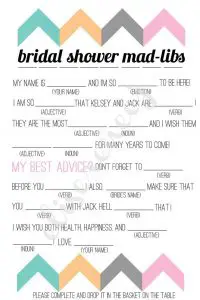 Bridal Shower Mad Libs