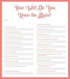 Bridal Shower Mad Libs Funny