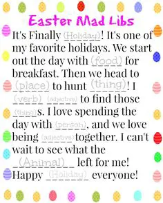 Easter Mad Libs Free