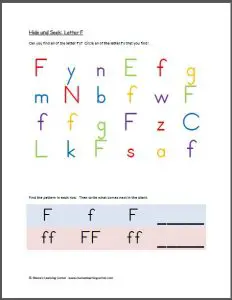 Find the Letter f Worksheet