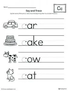 Free Letter C Worksheets for Kindergarten﻿