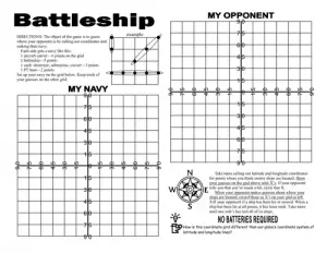 Latitude and Longitude Battleship Printable