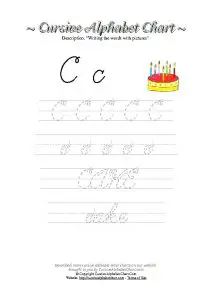 Letter C Cursive Handwriting Worksheets﻿