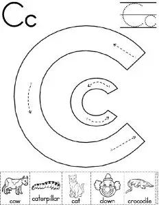 Letter C Cut and Paste Worksheet﻿