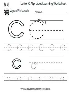 Letter C Tracing Worksheets for Preschoolers