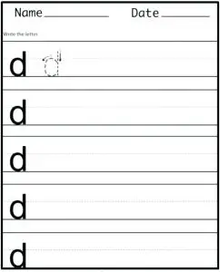 Letter D Tracing Worksheets Preschool﻿
