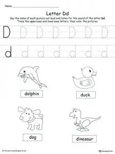 Letter D Tracing Worksheets for Preschoolers﻿