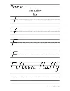 Letter F Handwriting for Toddlers Worksheets