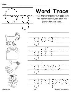 The Letter G Tracing Worksheets
