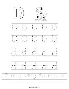 Tracing the Letter D Worksheets
