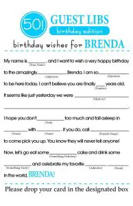 50th Birthday Party Mad Libs