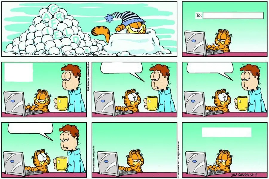 Blank Garfield Dialogue Comic Strips Worksheet﻿