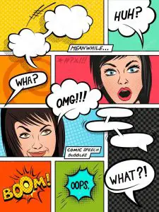 Comic Strip Template with Speech Bubbles and Characters﻿
