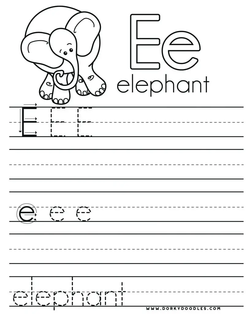 32 Fun Letter E Worksheets | KittyBabyLove.com