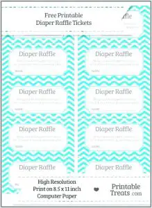 Free Printable Diaper Raffle Tickets for Boy Baby Shower