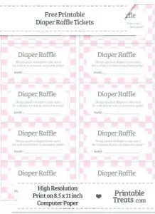 Free Printable Diaper Raffle Tickets for Girl Baby Shower