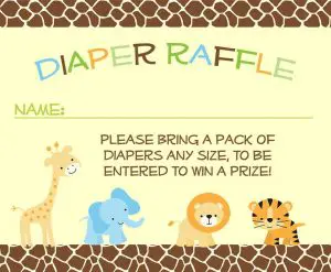 Jungle Diaper Raffle Tickets