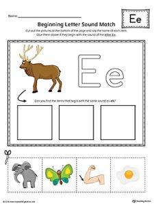 Letter E Beginning Sounds Worksheets