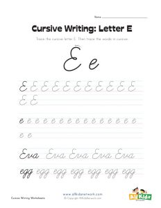 Letter E Handwriting Worksheet