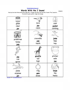 Letter J Phonics Worksheet for Pre K