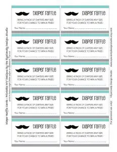 Mustache Diaper Raffle Tickets﻿