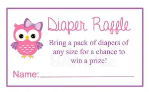Owl Diaper Raffle Tickets