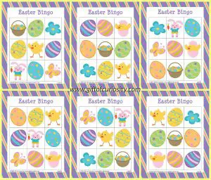 Preschool Easter Bingo Template for Kids