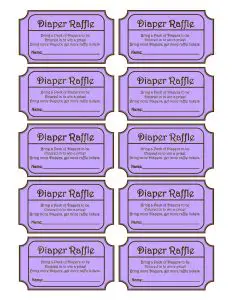 Purple Diaper Raffle Tickets
