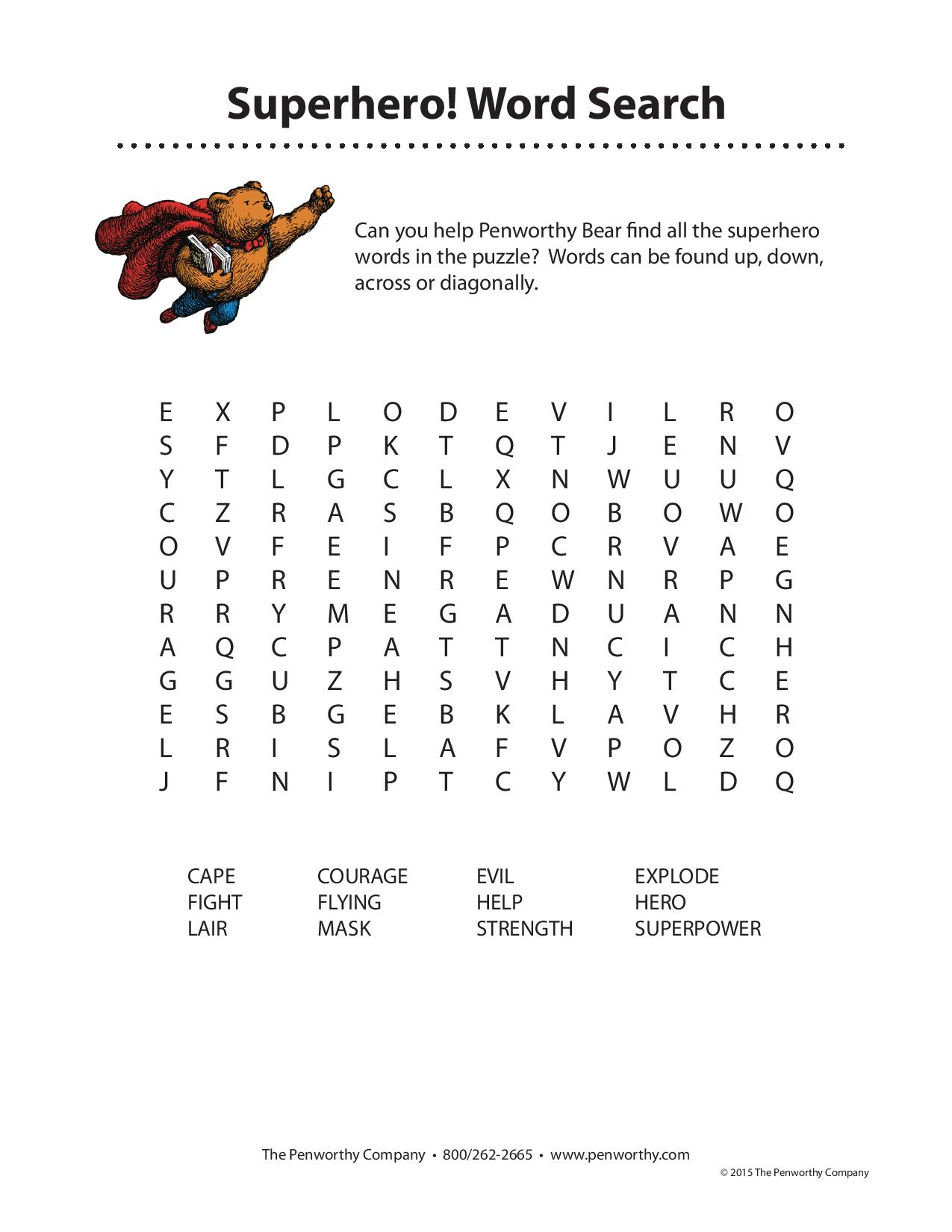 10 Superheroes Word Search Printables For All Kitty Baby Love