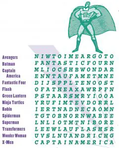 Superhero Word Search Hard