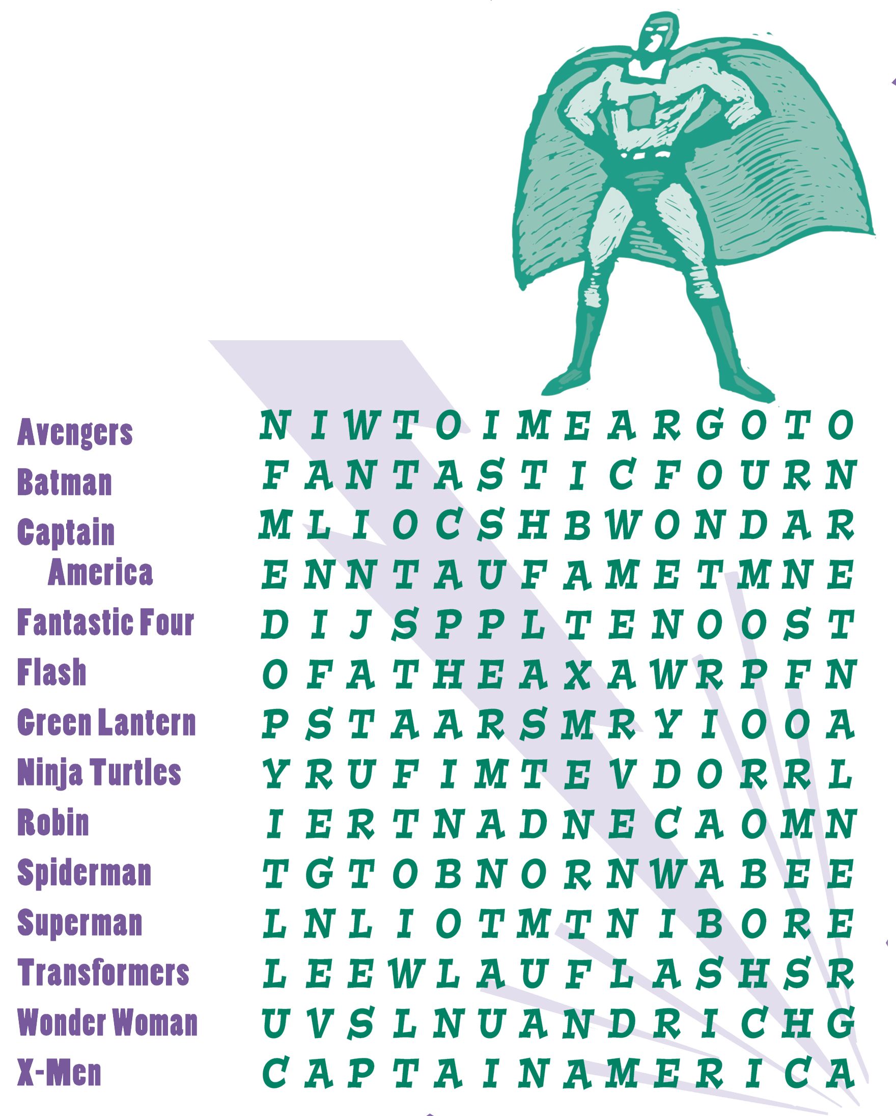 10 Superheroes Word Search Printables For All Kitty Baby Love