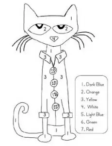 Cat Color by Number Worksheets