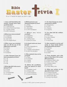 Christian Catholic Religious Easter Trivia Questions and Answers Printable