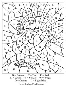 Color by Letter Coloring Pages Printable Thanksgiving Turkey Worksheets