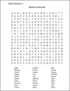 Currencies Word Search